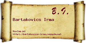 Bartakovics Irma névjegykártya