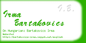 irma bartakovics business card